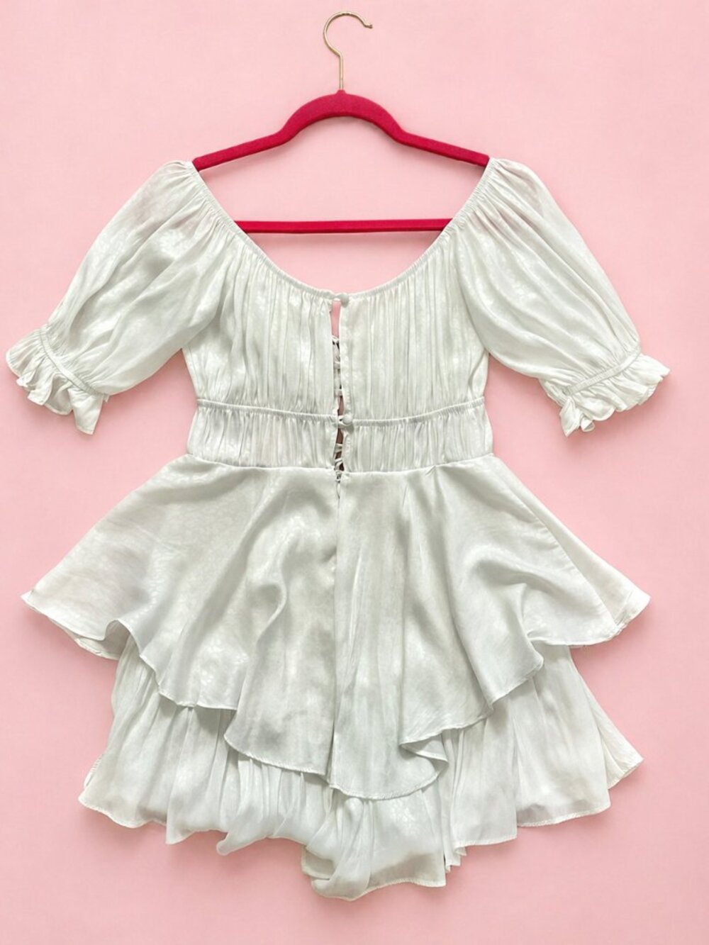 White Ruffle Romper Mini Dress - Picture 2 of 2
